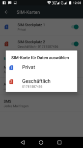 Dual Sim Android Internet Simkarte festlegen