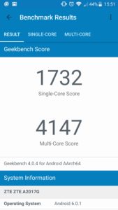 ZTE Axon 7 Geekbench 4