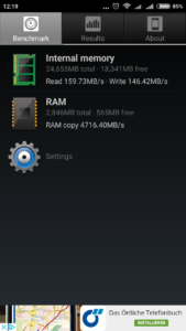 Xiaomi Redmi 4X Speicher Geschwindigkeiten