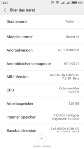 Xiaomi Redmi 4X System MIUI 1