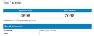 Geekbench 4 Benchmark Mi Notebook Air 133