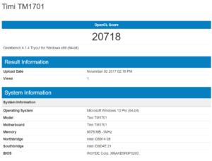 Xiaomi Mi Notebook Pro Geekbench 2