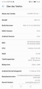 Huawei P20 Lite Android 8 with EMUI 1