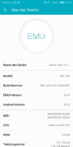 Honor View 10 Testbericht Screenshot System 10