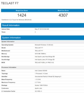 Teclast F7 Geekbench