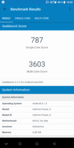 Ulefone Power 5 Geekbench 4 CPU