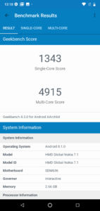 Nokia 7.1 geekbench