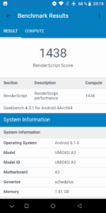 Umidigi A3 Geekbench