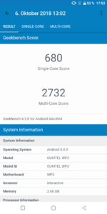 Oukitel WP2 Geekbench