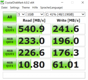 Speicher SDD Geschwindigkeit Mi Notebook 15.5