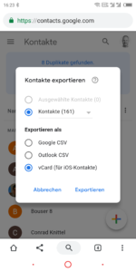 Kontakte Exportieren
