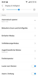 Displayeinstellungen Meizu Note 8 2