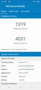 samsung galaxy m20 geekbench