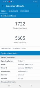 Samsung a50 Geekbench 4