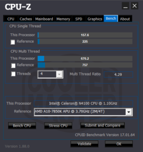 Teclast F7 Plus CPU Z Bench mit Netzteil