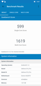 Ulefone S10 Pro Geekbench