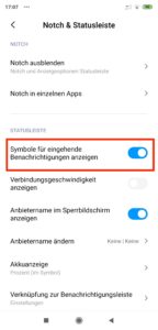 MIUI Benachrichtigungen Statusleiste 1