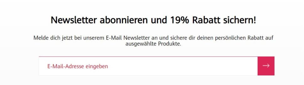 Huawei newsletter Anmeldung