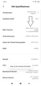 MIUI Entwickleroptionen freischalten 1