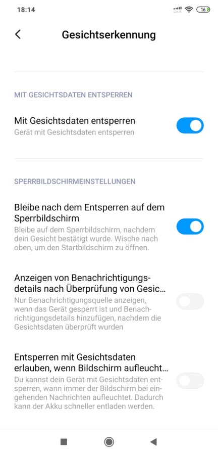 MIUI Faceunlock ohne Lockscreen
