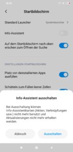 MIUI Info Assistent deaktivieren