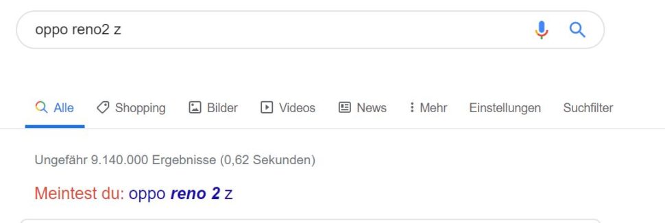 Oppo Reno 2Z Korrektur Google