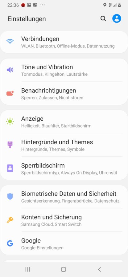 Samsung m30s 12 223612 Settings