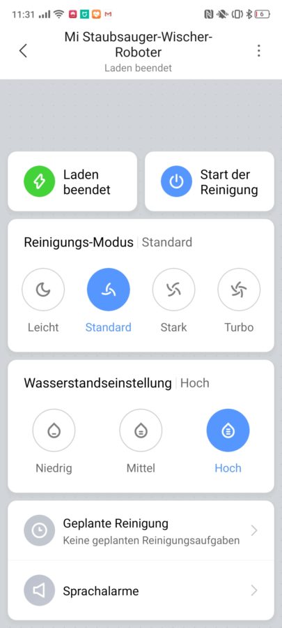 Xiaomi Mi Robot Vacuum 1C Einstellungen 2