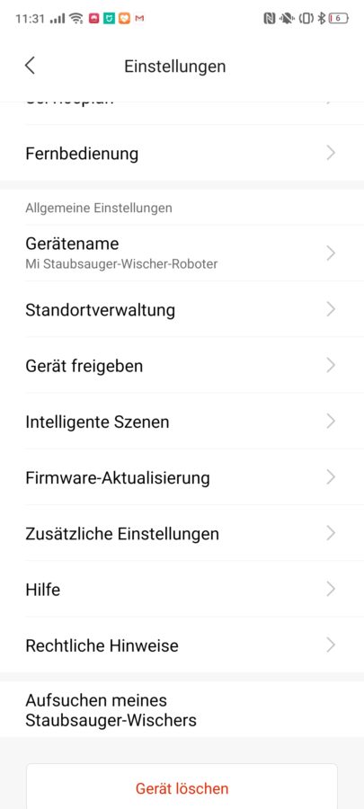 Xiaomi Mi Robot Vacuum 1C Einstellungen 6