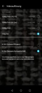 Honor 20 Lite Videoauflösung