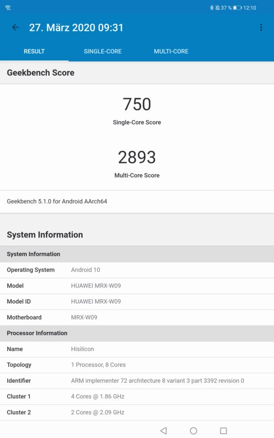 Benchmarks Huawei Matepad Pro 2