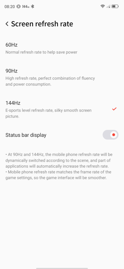 Display Einstellungen Nubia RedMagic 5G 4