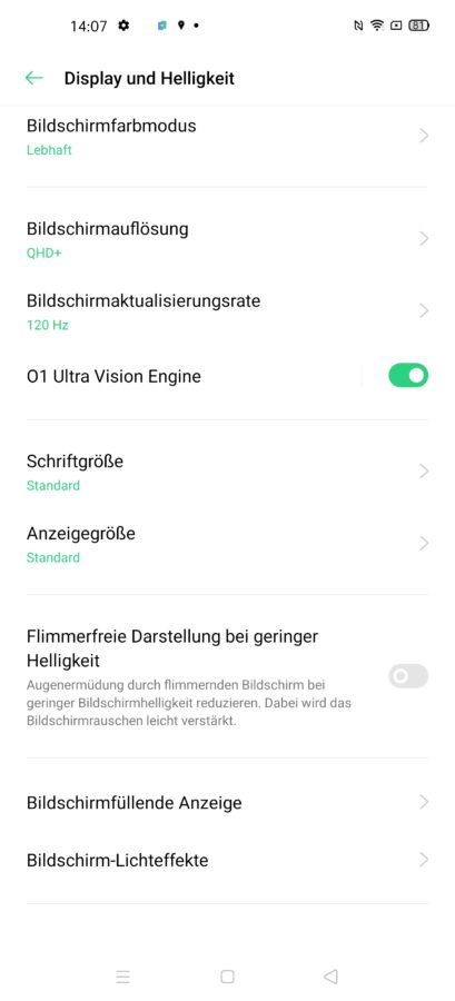 Oppo Finx x2 pro display modes