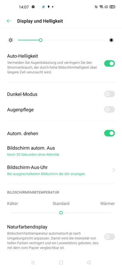 Oppo Finx x2 pro displaysettings