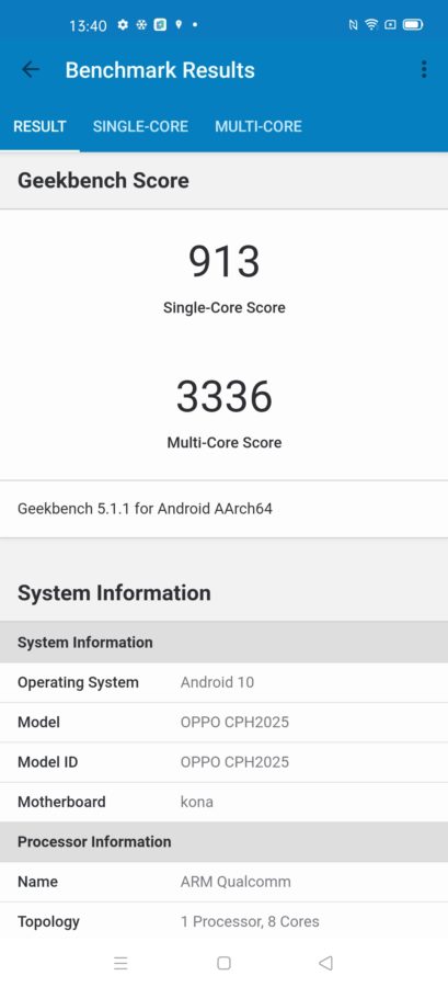 Oppo Finx x2 pro geekbench