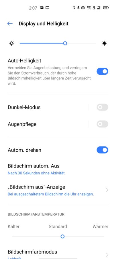 Displayeinstellungen Realme X50 Pro 3