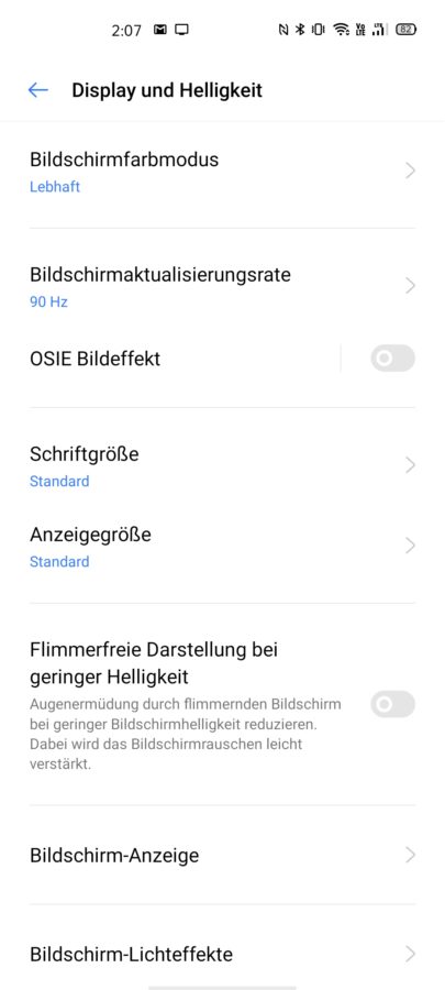 Displayeinstellungen Realme X50 Pro 4