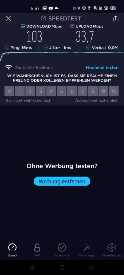 GPS Test Fix WLAN Geschwindigkeit 1