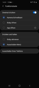 Samsung Galaxy A71 Testbericht Screenshot Funktionstaste