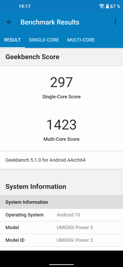 umidigi power3 geekbench