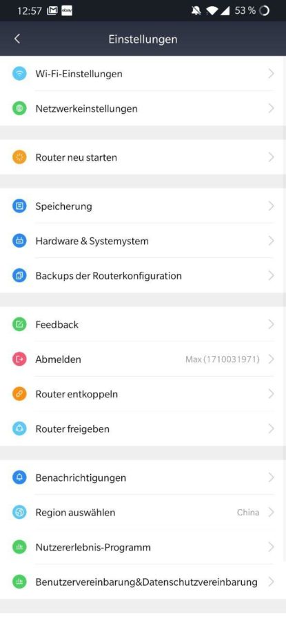 Xiaomi AC2100 Router Testbericht Menü 5