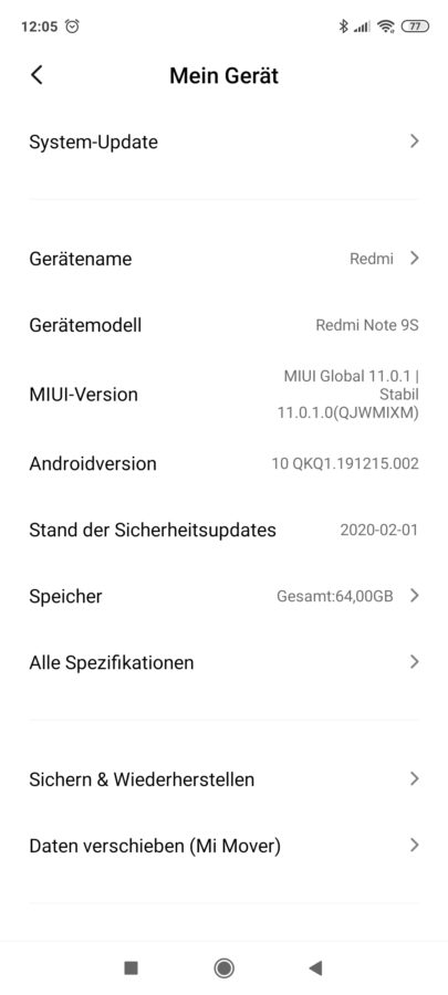 MIUi 11 auf dem Redmi Note 9S 4