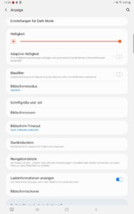 Samsung Galaxy Tab S6 Displayeinstellungen