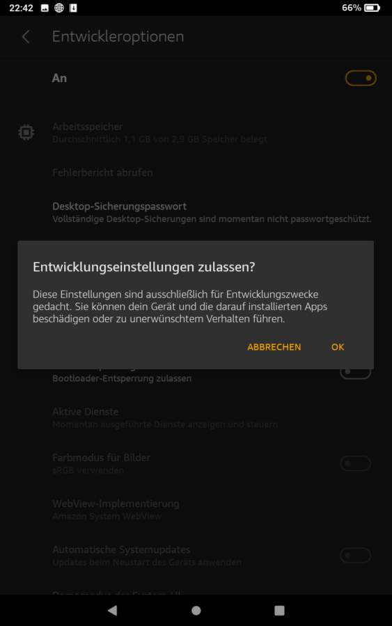 Amazon Fire HD 8 Entwickleroptionen usb debugging2