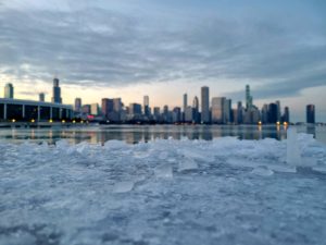 Winter city landscape