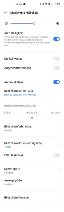 Displayeinstellungen Realme X3 SuperZoom 1
