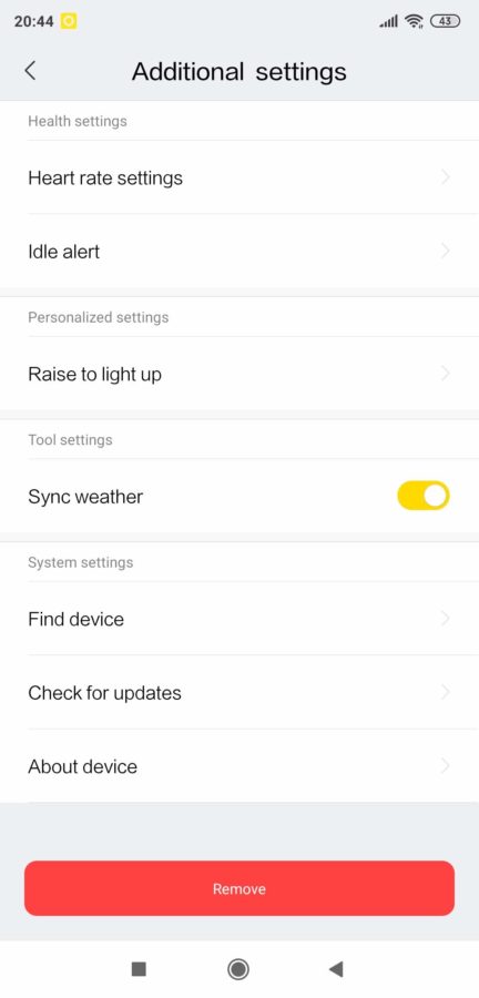 Redmi Band App Seetings 01