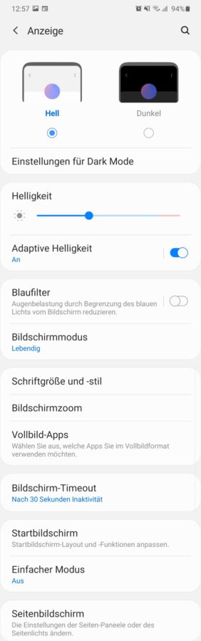 Samsung Galaxy A41 Displayeinstellungen 1