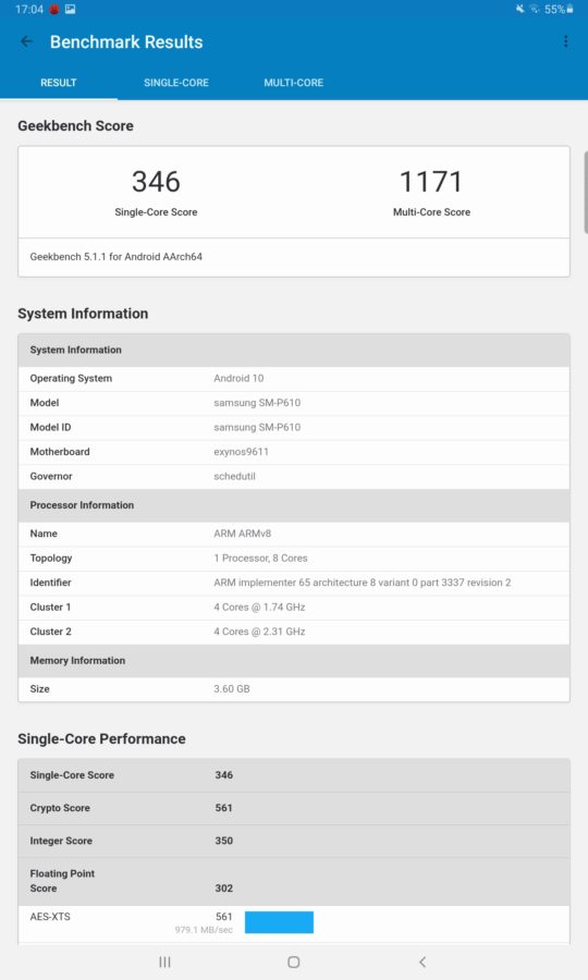 Samsung Galaxy Tab S6 Lite Benchmarks 3