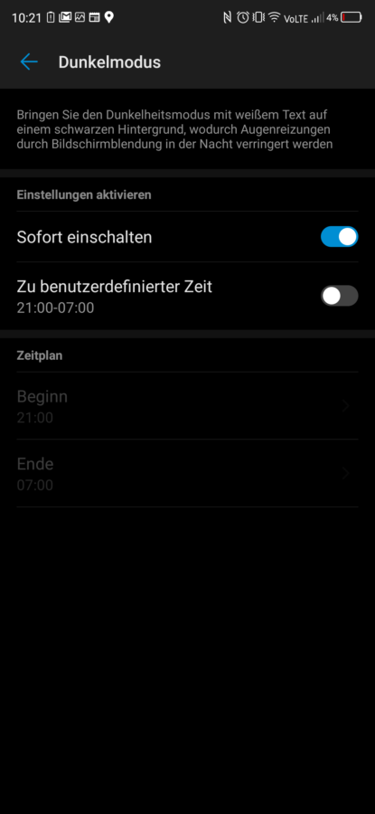 Displayeinstellungen ZTE Axon 11 4G 2